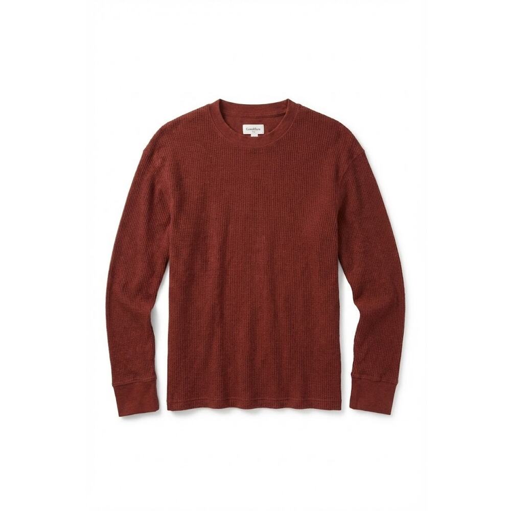 Goodfellow & Co Men's Thermal Shirt Rust Orange Waffle Knit Size L Large